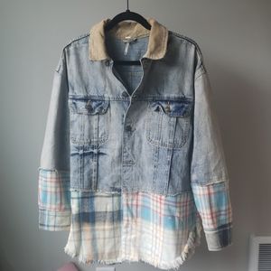 free people plaid demin jacket